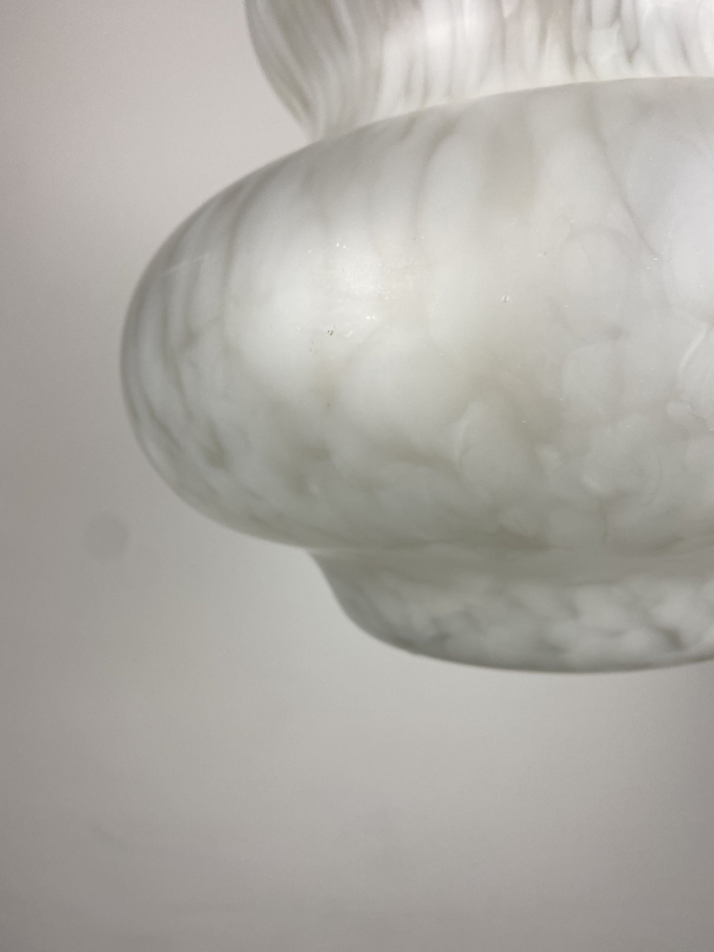 Cloudy white pumpkin shaped glass pendant light by Peill and Putzler 1970