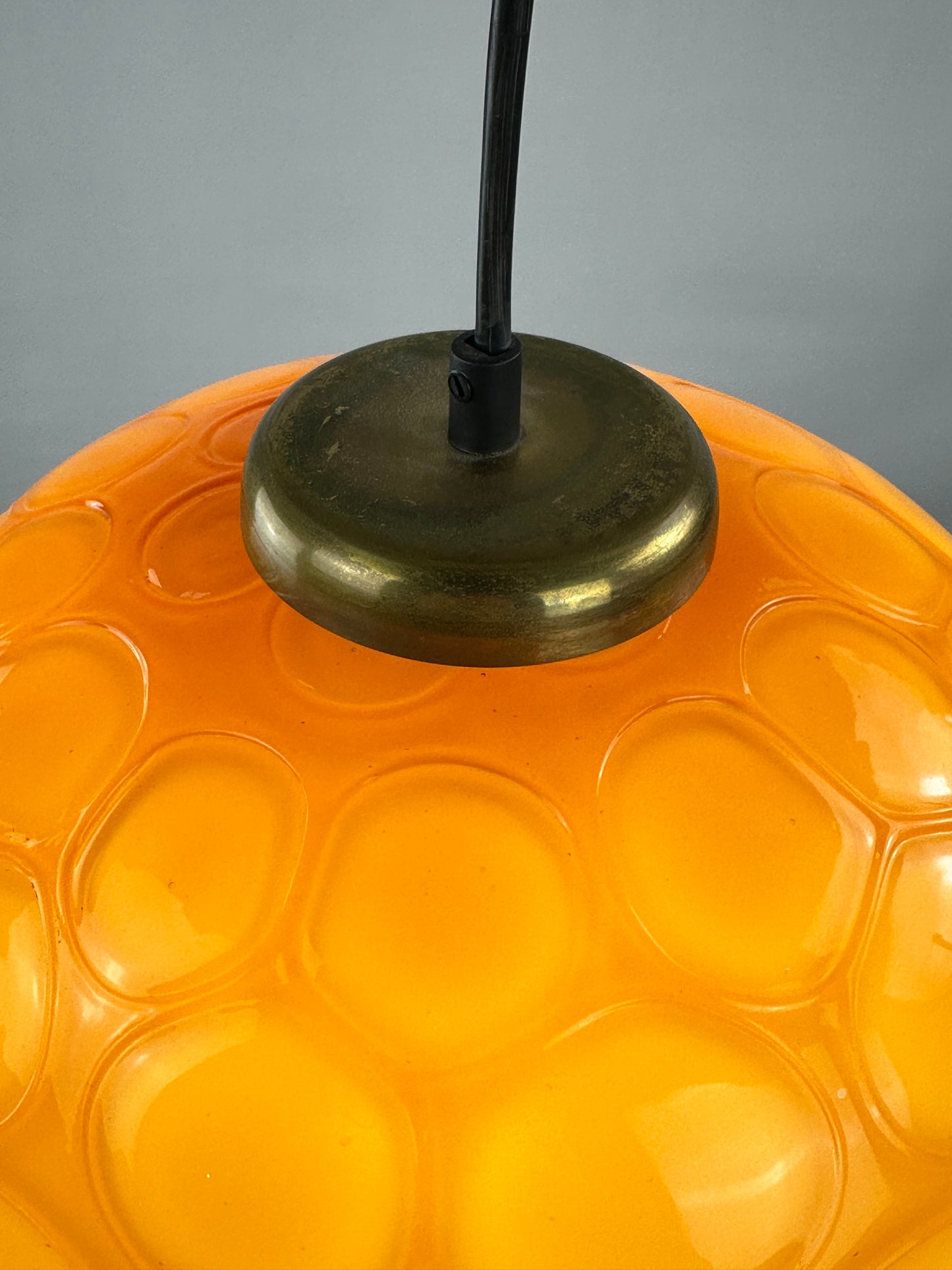 Caramel glass globe shaped pendant light from Germany, 1960