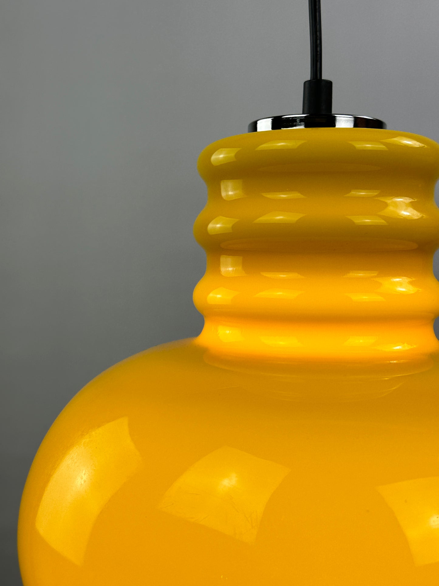 Yellow glass pendant light by Peill and Putzler 1960