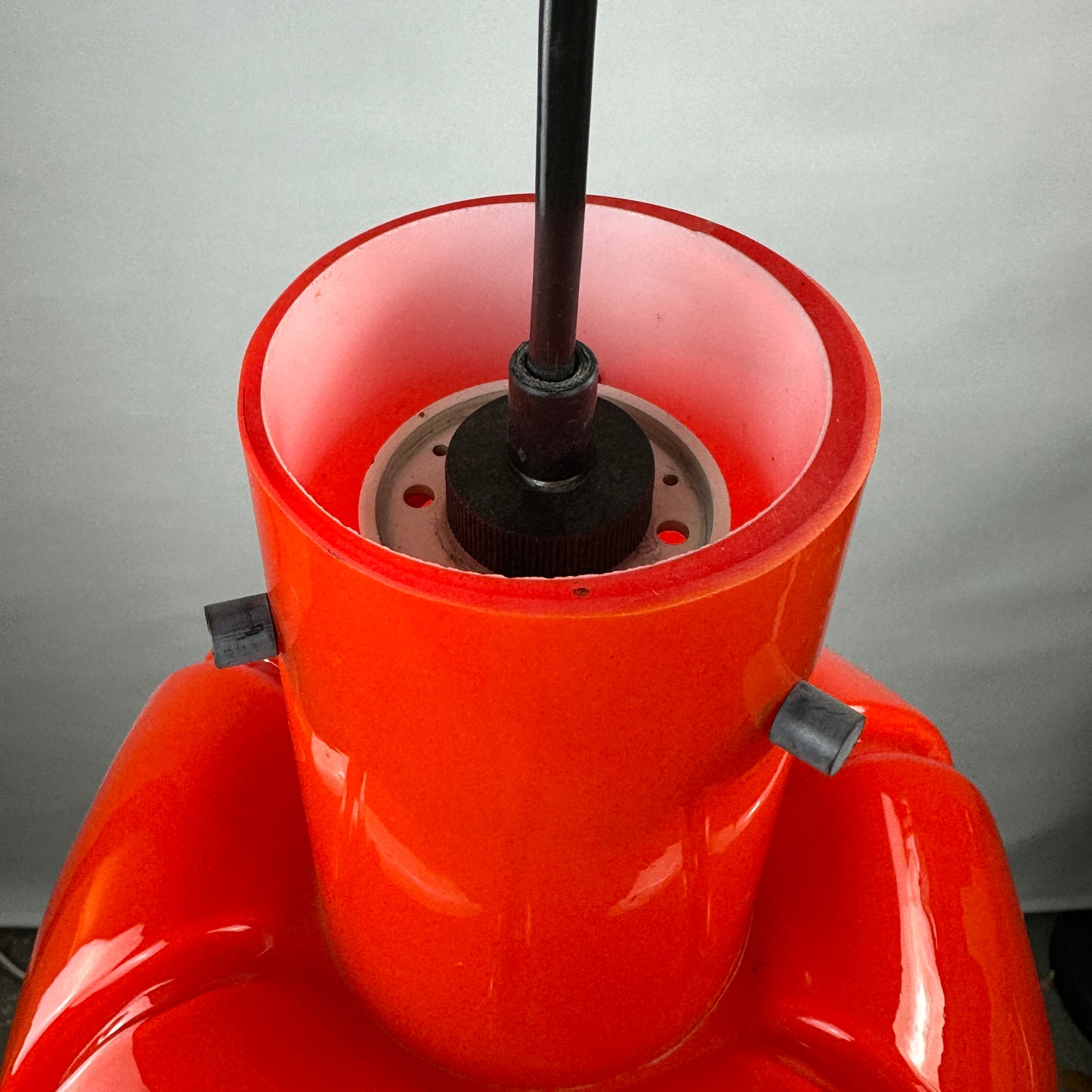 Red glass flower shaped pendant light from Glashütte Limburg