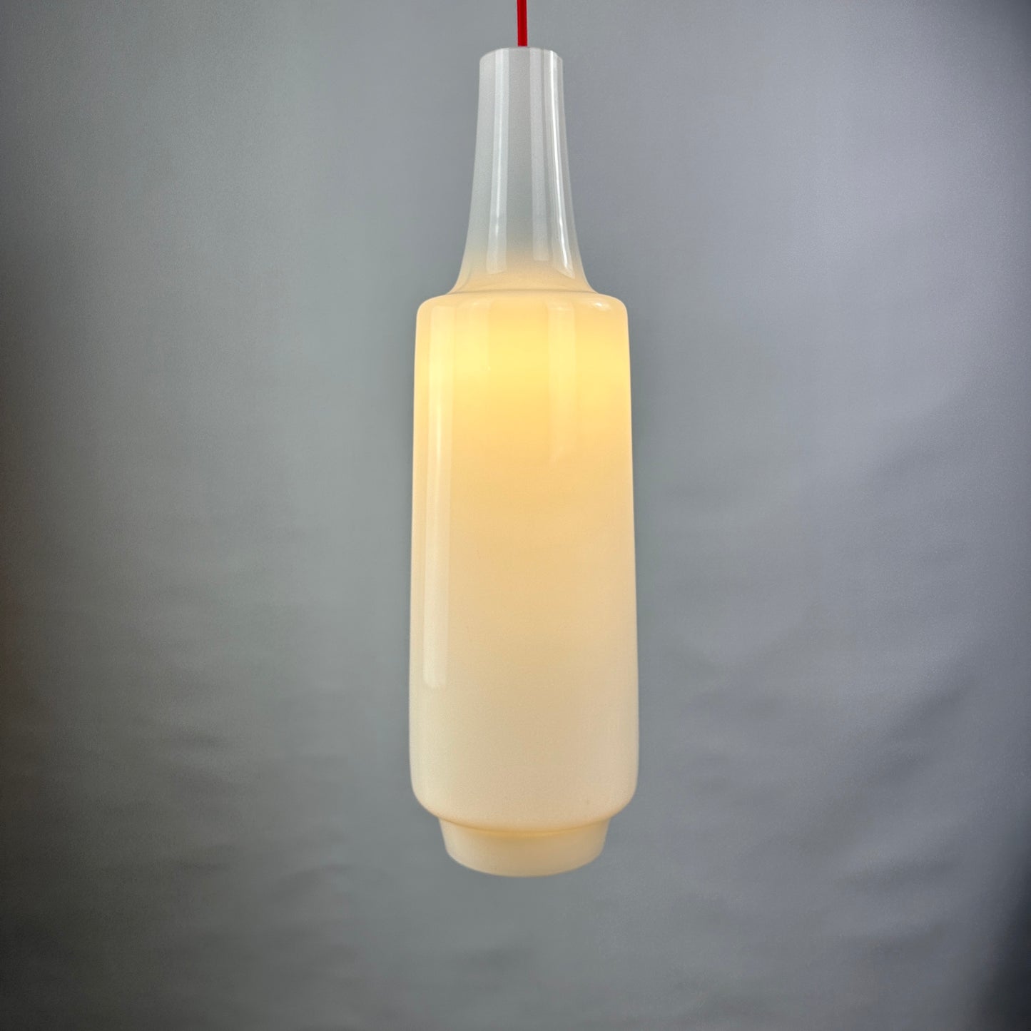 White glass pendant light Napoli XL by Aloys Gangkofner for Peill and Putzler 1950