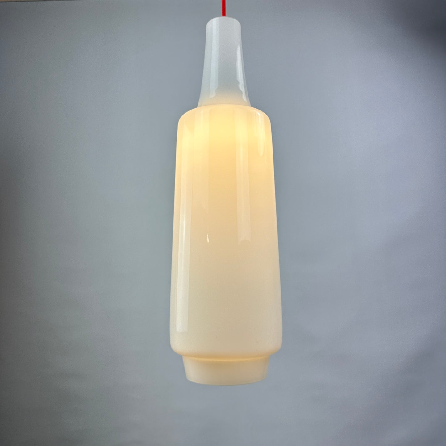 White glass pendant light Napoli XL by Aloys Gangkofner for Peill and Putzler 1950
