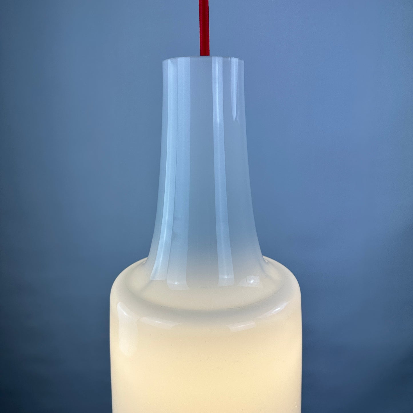 White glass pendant light Napoli XL by Aloys Gangkofner for Peill and Putzler 1950