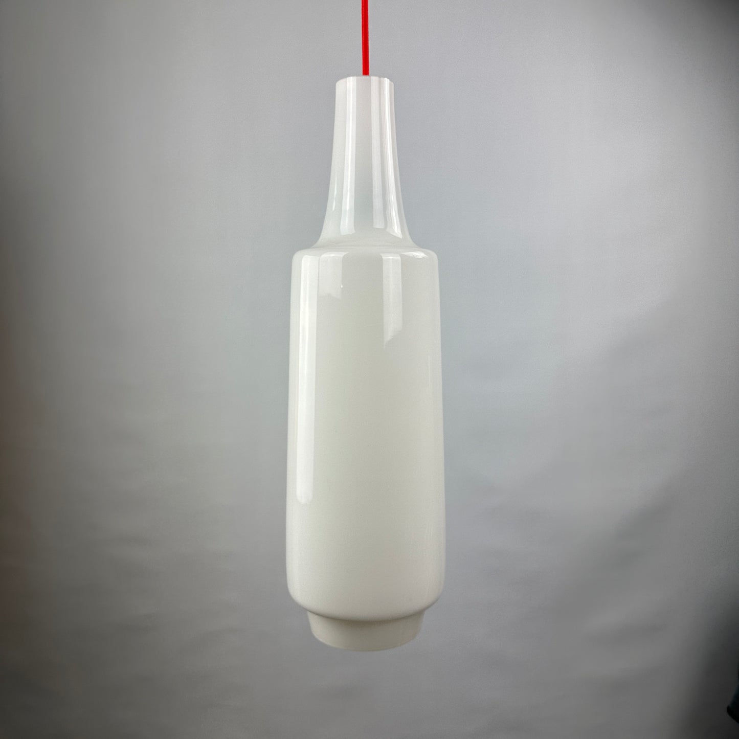 White glass pendant light Napoli XL by Aloys Gangkofner for Peill and Putzler 1950