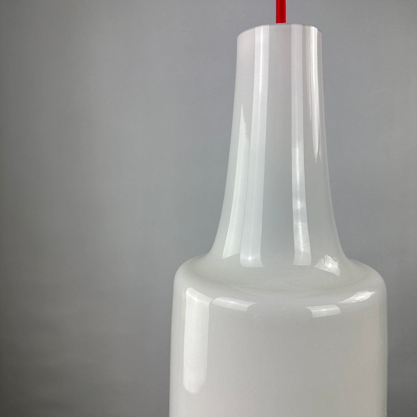 White glass pendant light Napoli XL by Aloys Gangkofner for Peill and Putzler 1950