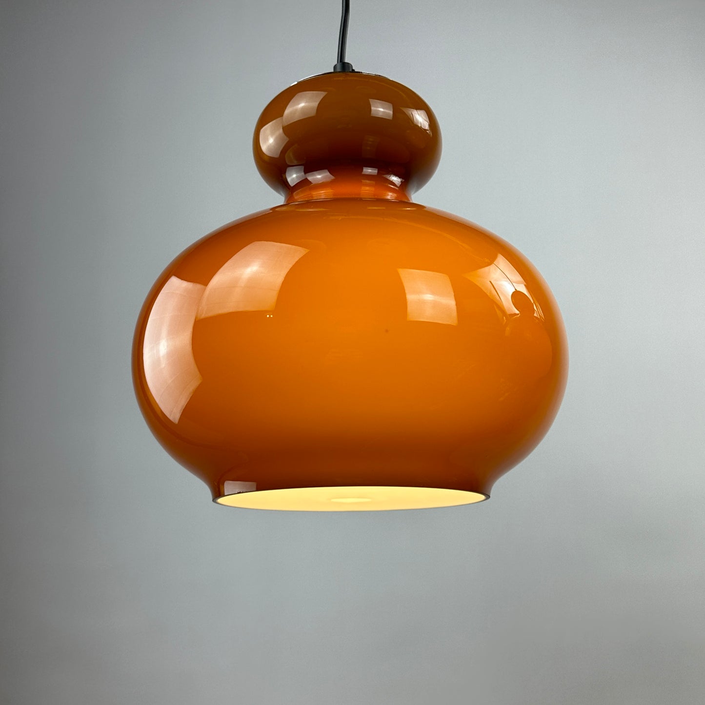 Pair of brown glass pendant light by Peill and Putzler 1960