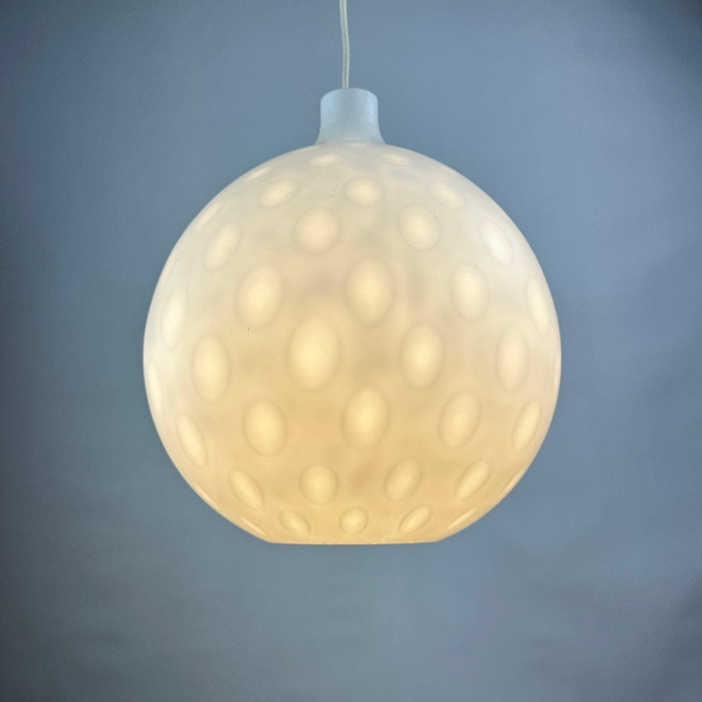 White glass pendant light COMO XL by Aloys Gangkofner for Peill and Putzler 1950