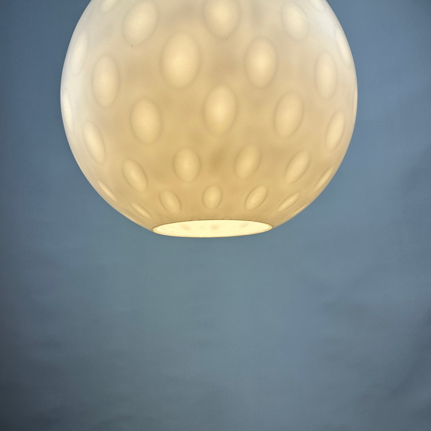 White glass pendant light COMO XL by Aloys Gangkofner for Peill and Putzler 1950