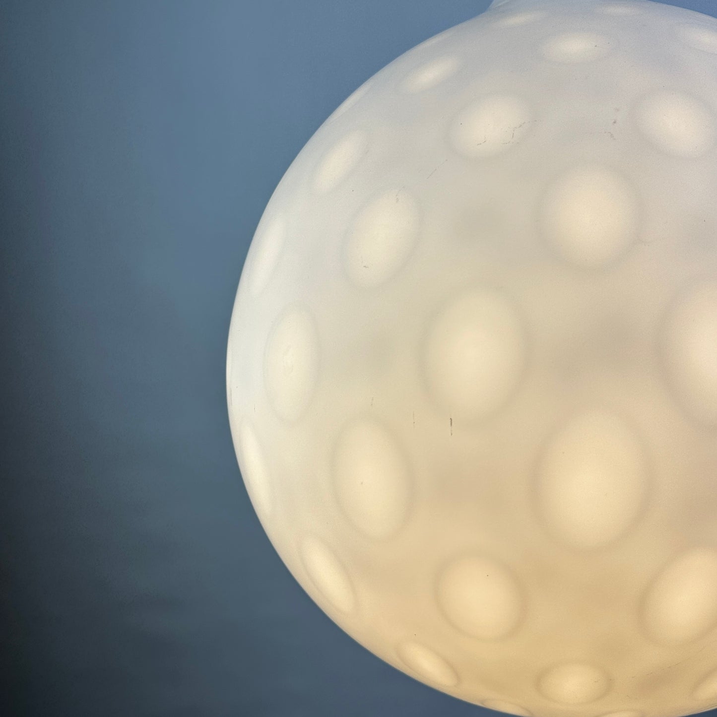 White glass pendant light COMO XL by Aloys Gangkofner for Peill and Putzler 1950