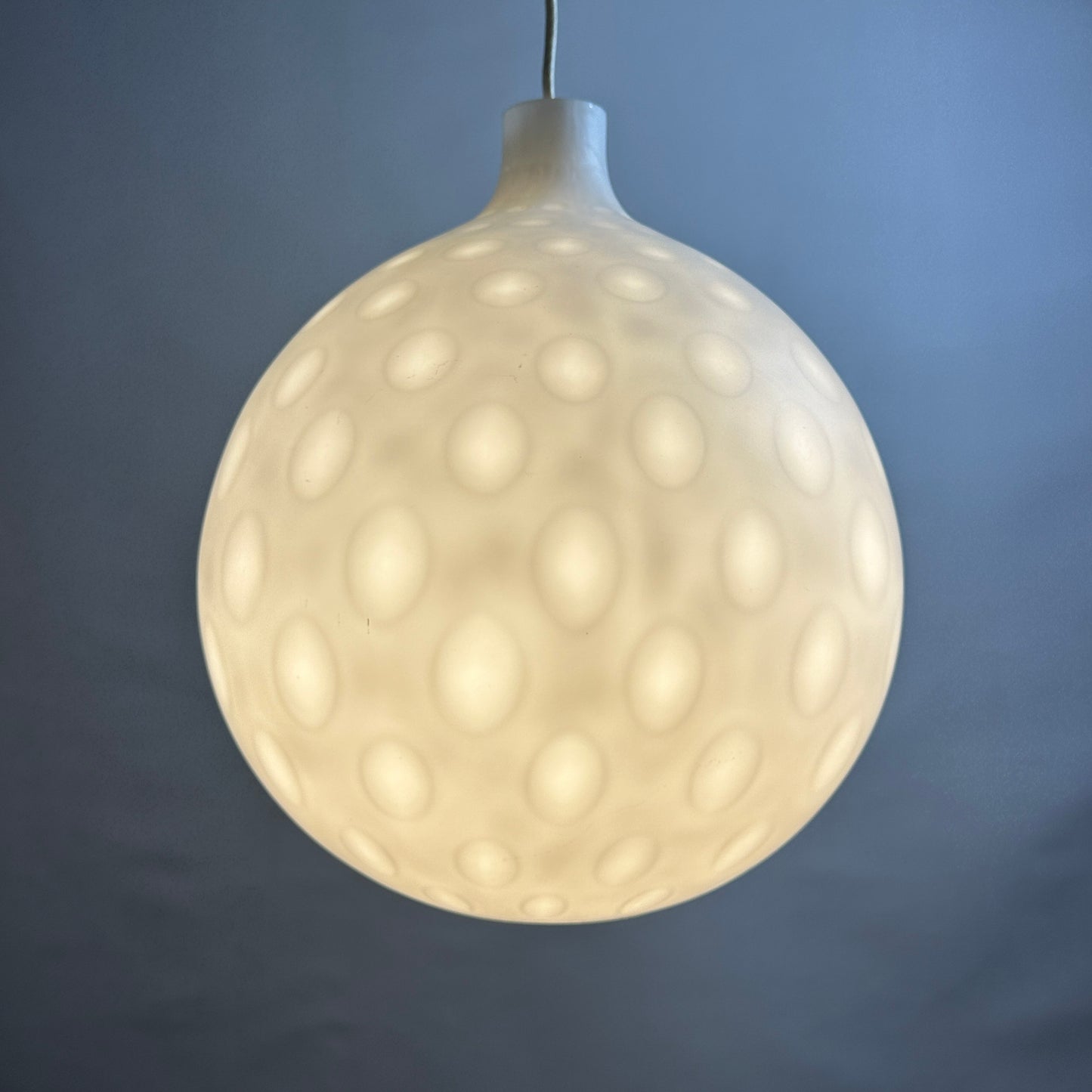 White glass pendant light COMO XL by Aloys Gangkofner for Peill and Putzler 1950