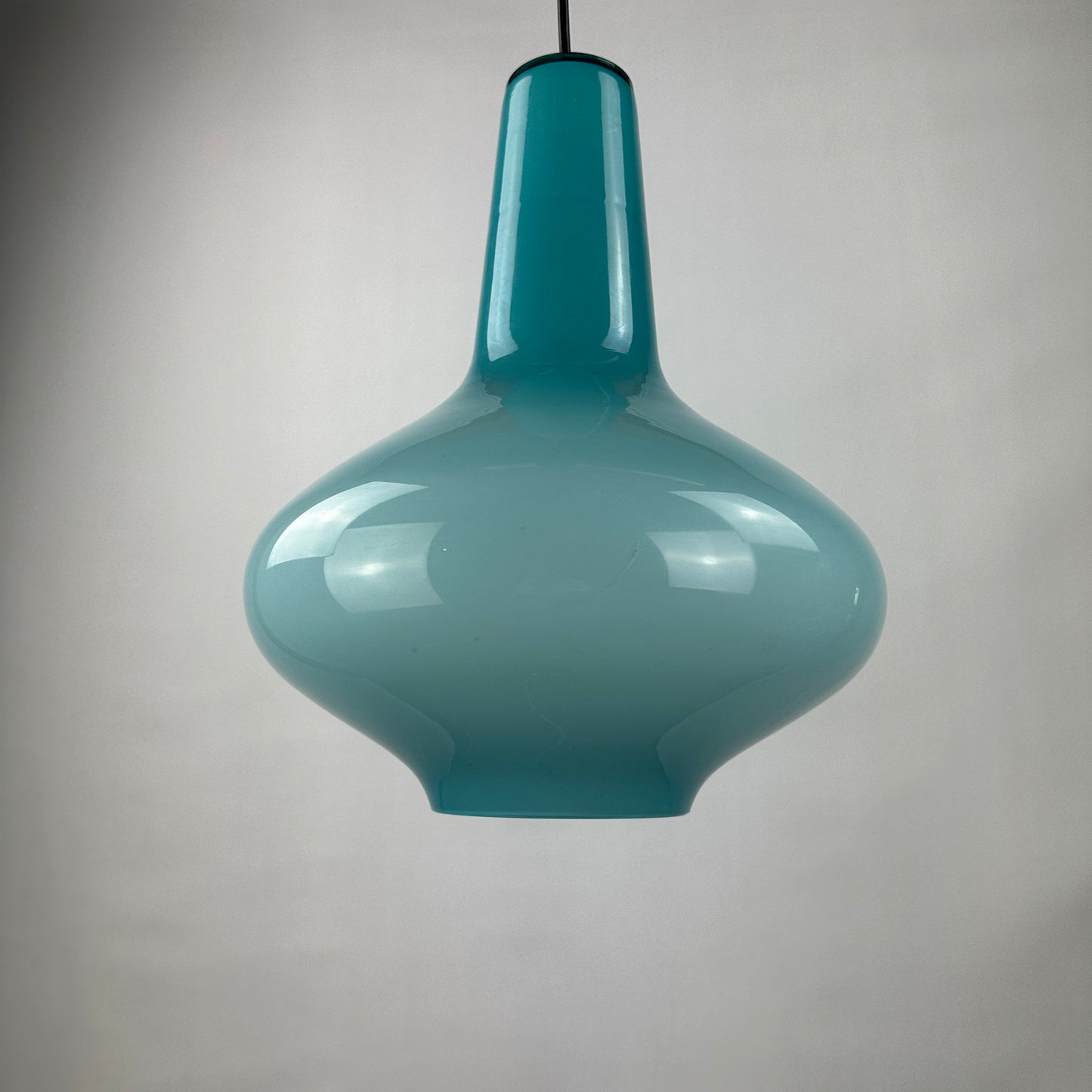 Light blue glass pendant light by Massimo Vignelli for Venini, 1950