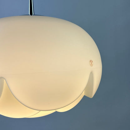 1 of 4 Large frosted glass Artichoke shaped pendant lamp XL by Peill and Putzler, 1960