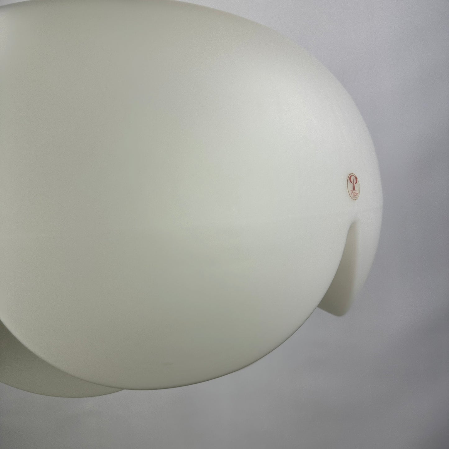 1 of 2 Large frosted glass Artichoke shaped pendant lamp XL by Peill and Putzler, 1960