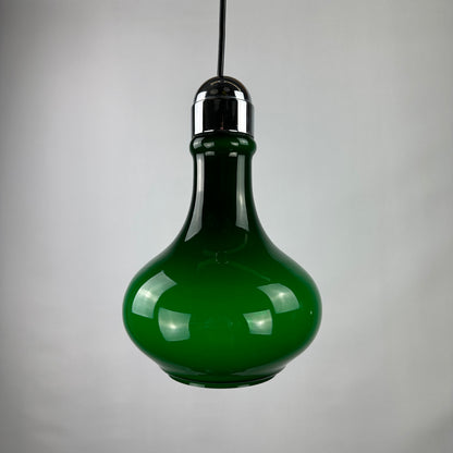 1 of 4 Dark green droplet shaped glass pendant from Germany, 1970