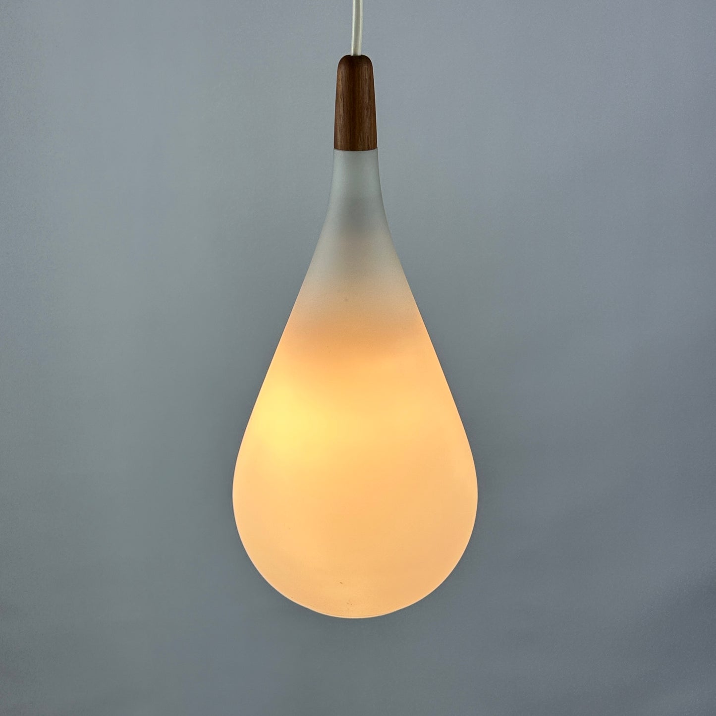 Droplet shaped white frosted glass pendant light by Holmegaard 1960