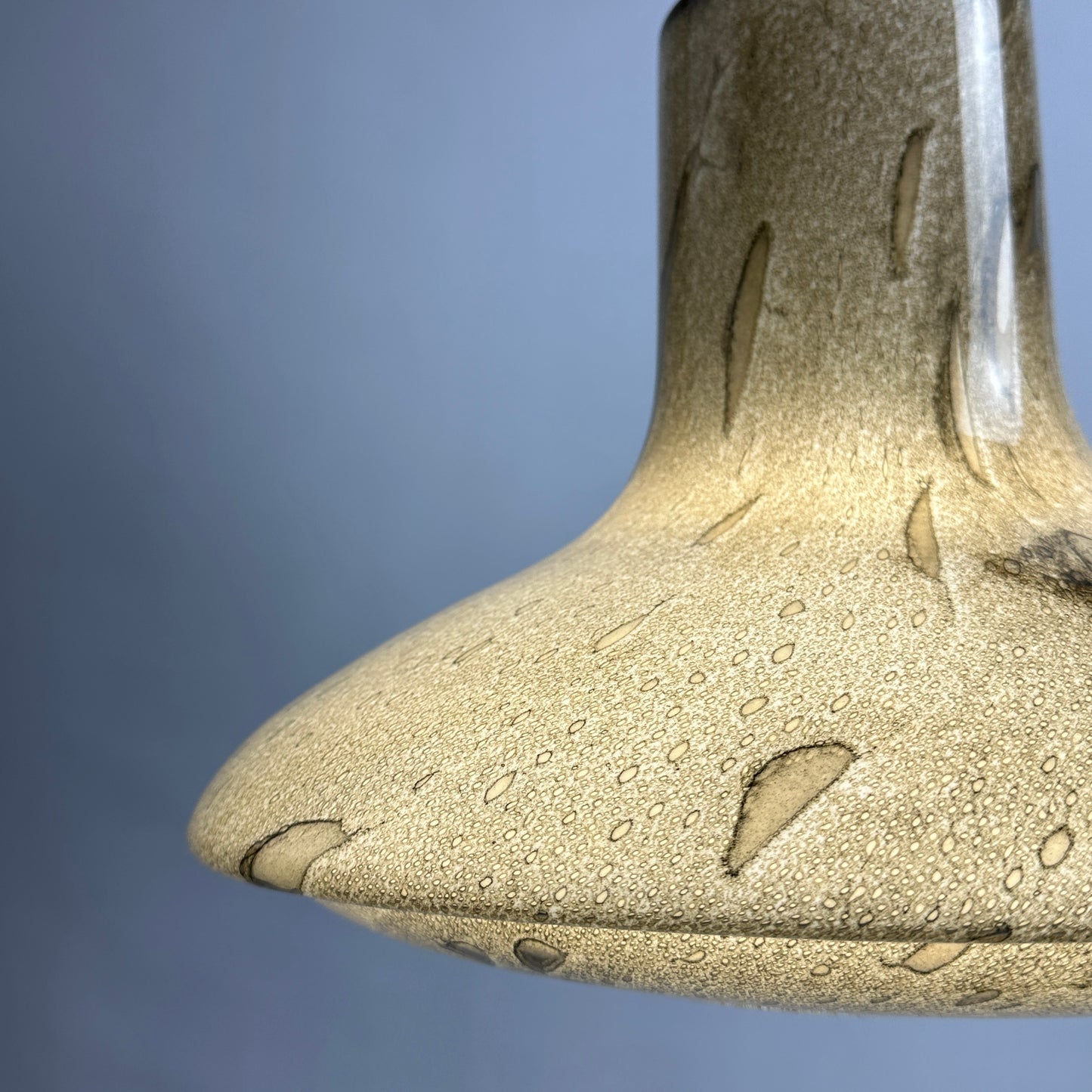 Rare snakeskin pattern UFO glass pendant light by Viktor Berndt for Flygsfors Sweden, 1960
