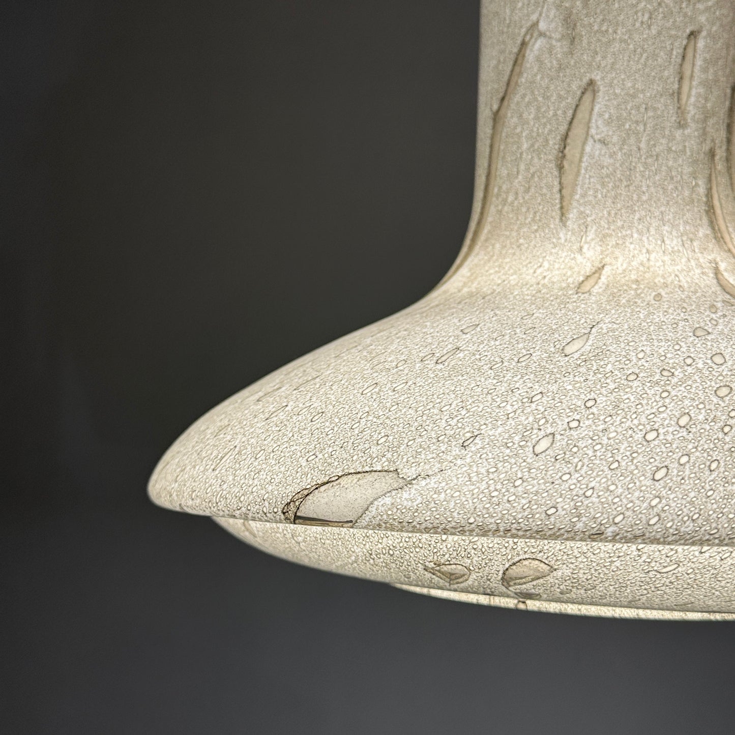 Rare snakeskin pattern UFO glass pendant light by Viktor Berndt for Flygsfors Sweden, 1960