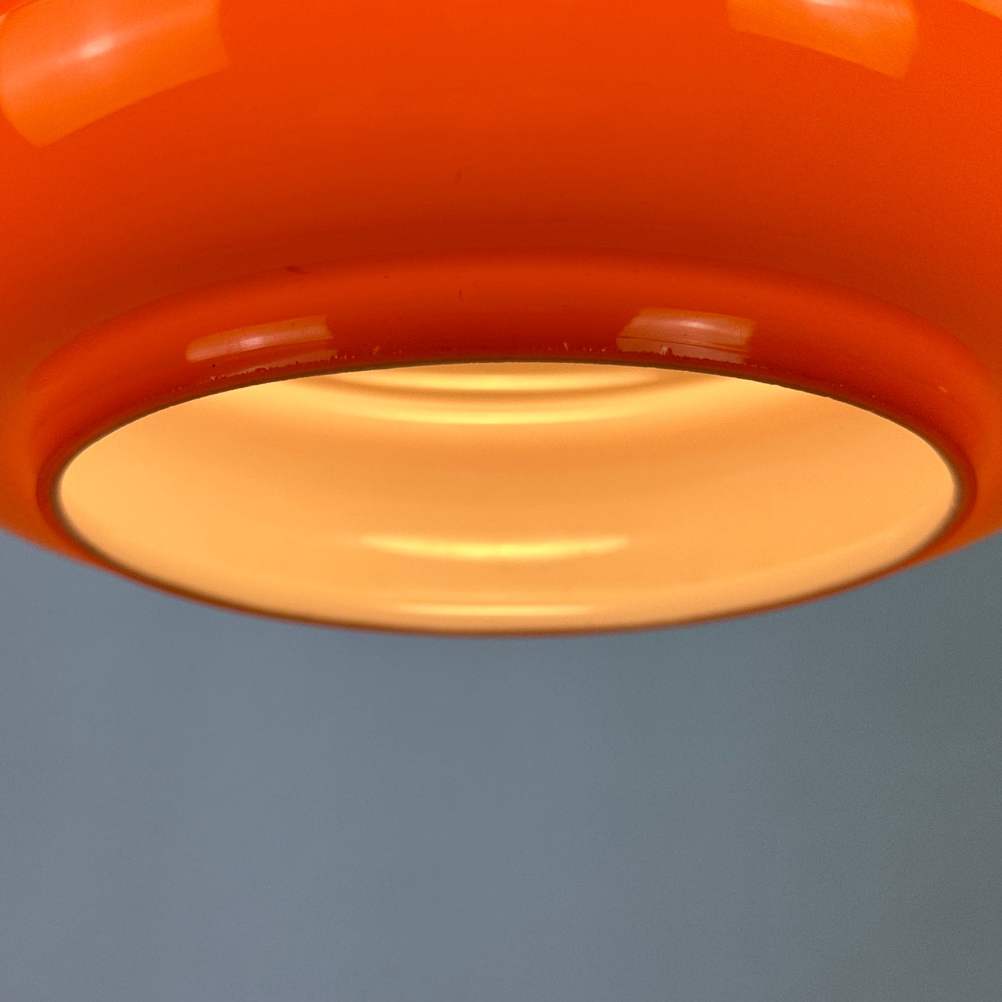 Rare bright orange glass pendant light by Peill and Putzler, 1960