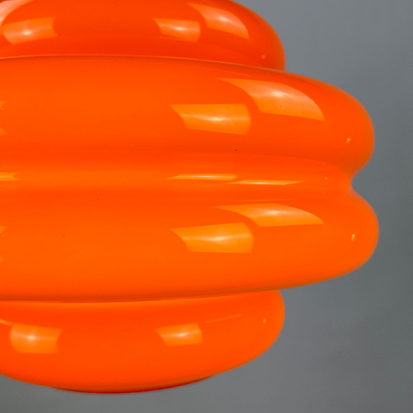 Rare bright orange glass pendant light by Peill and Putzler, 1960