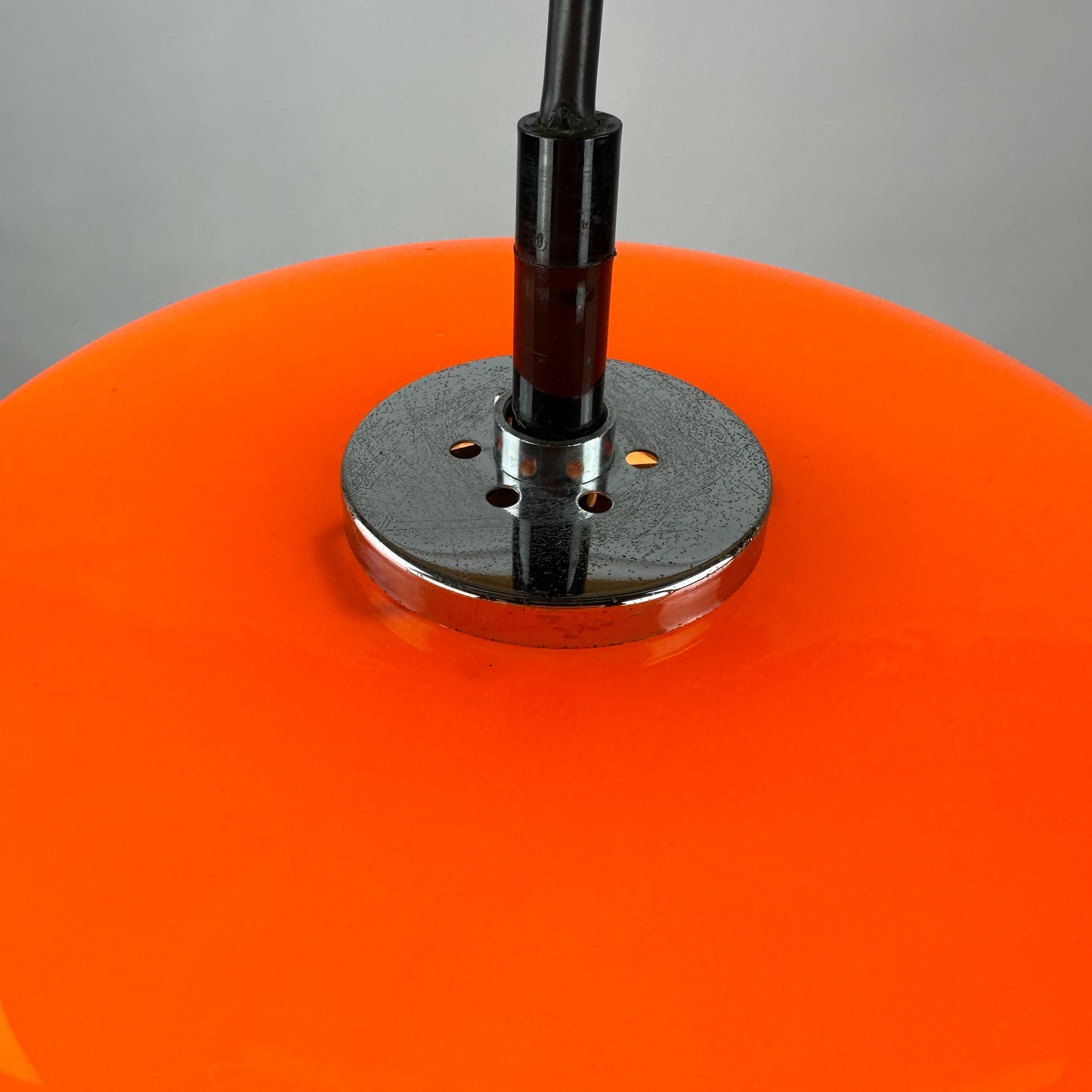 Rare bright orange glass pendant light by Peill and Putzler, 1960