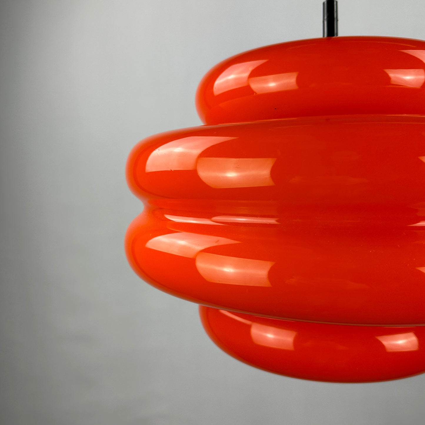 Rare bright orange glass pendant light by Peill and Putzler, 1960