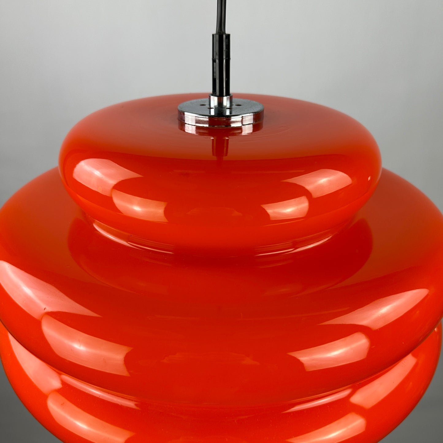 Rare bright orange glass pendant light by Peill and Putzler, 1960