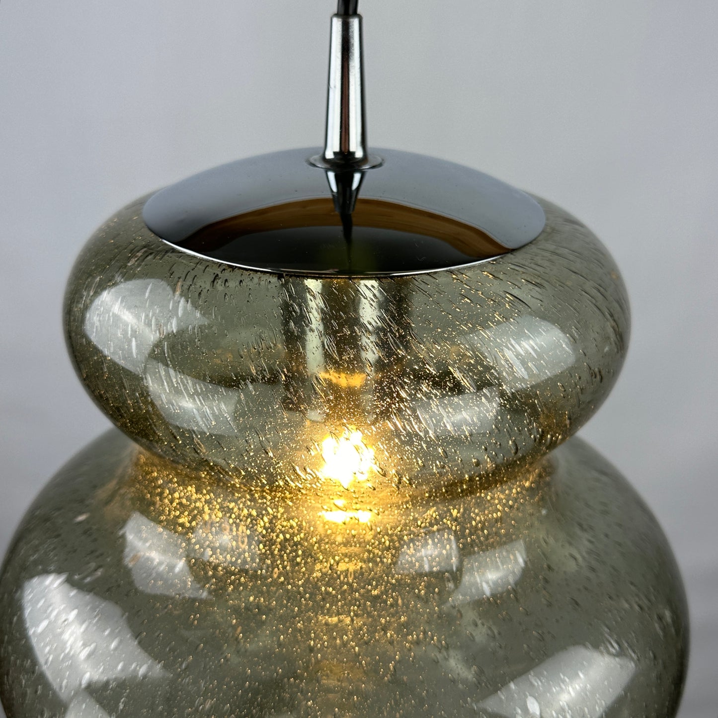 Smoked glass pumpkin shaped pendant light AH 105 by Peill and Putzler, 1970