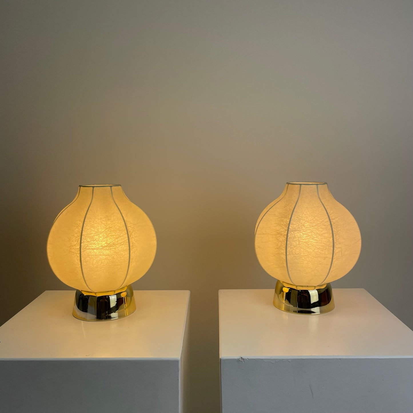 Pair of cocoon table lamps by Goldkant Leuchten 1960