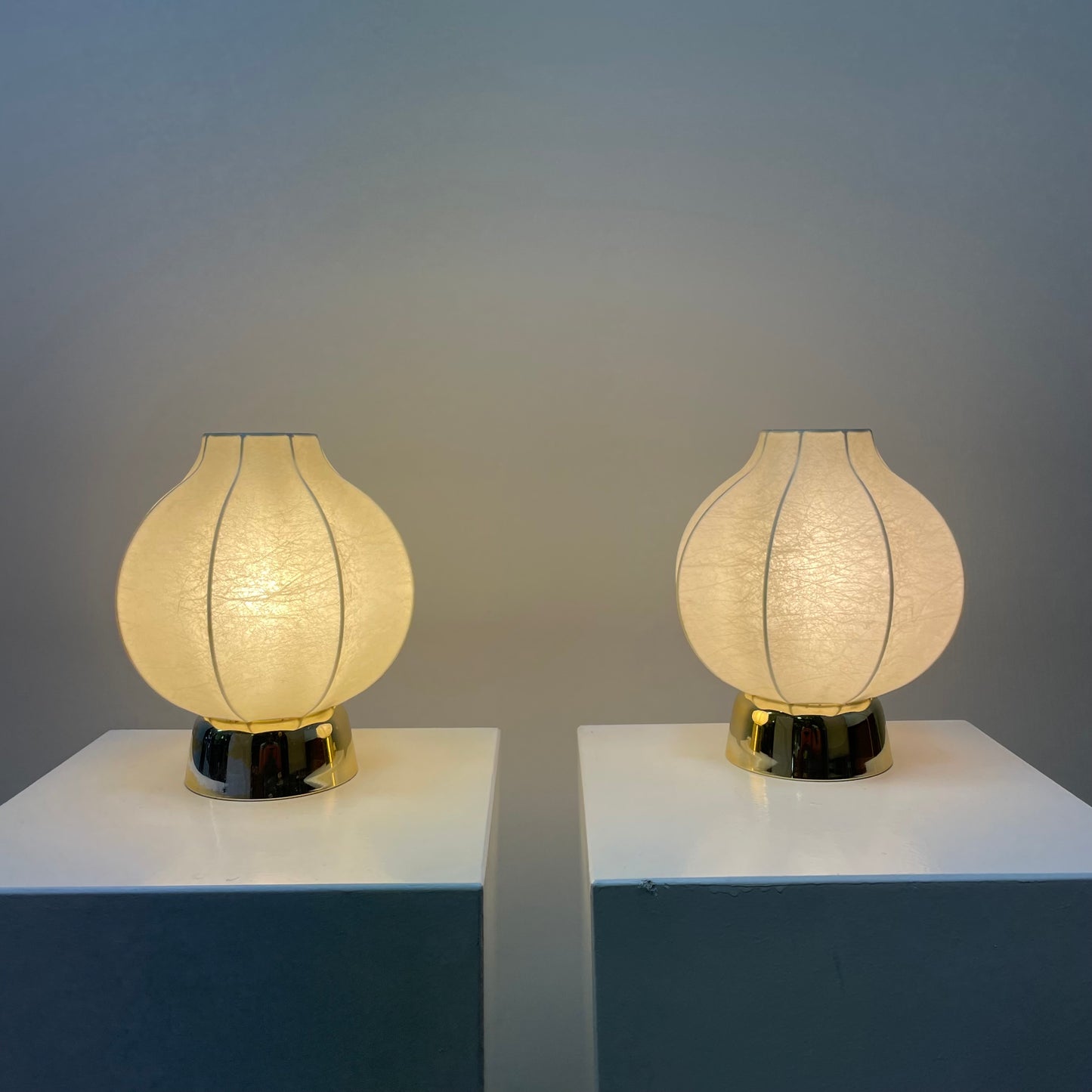 Pair of cocoon table lamps by Goldkant Leuchten 1960