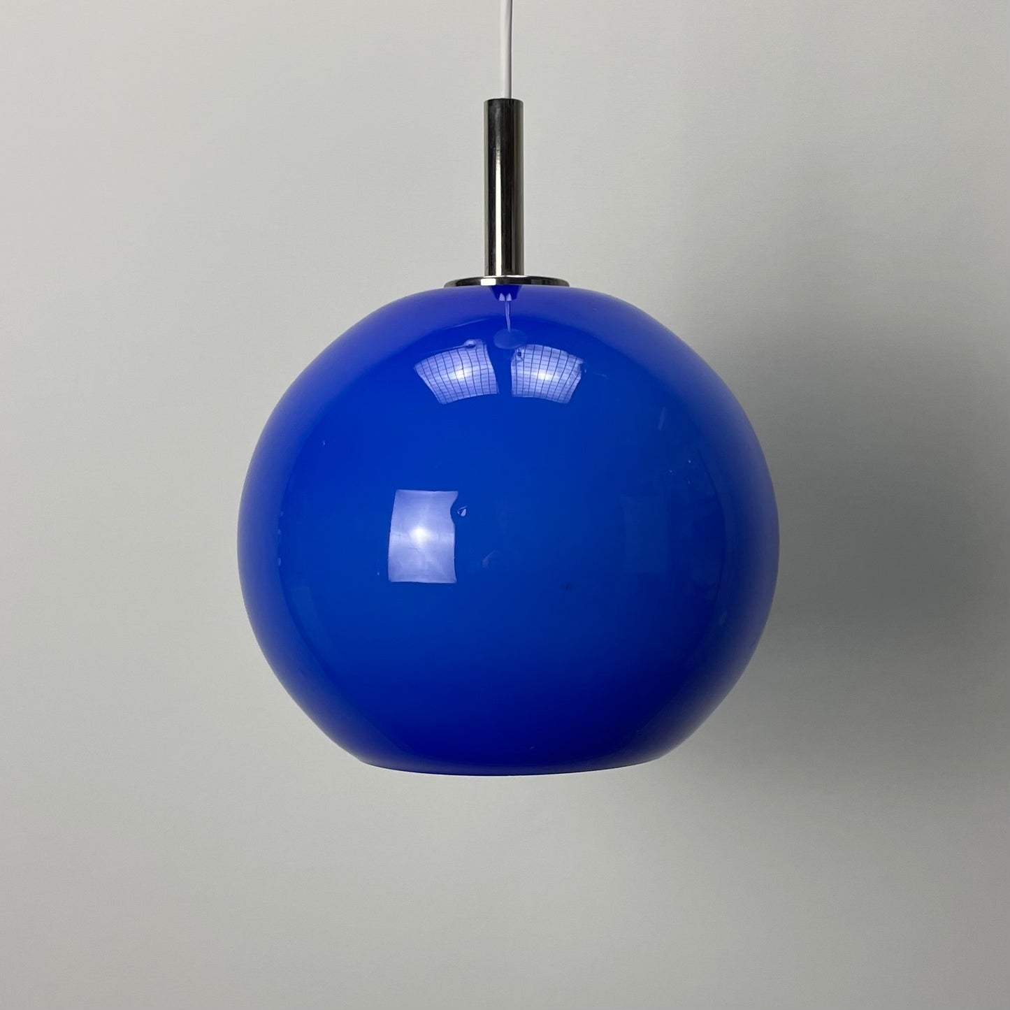 Rare blue glass globe pendant light by Peill and Putzler 1960