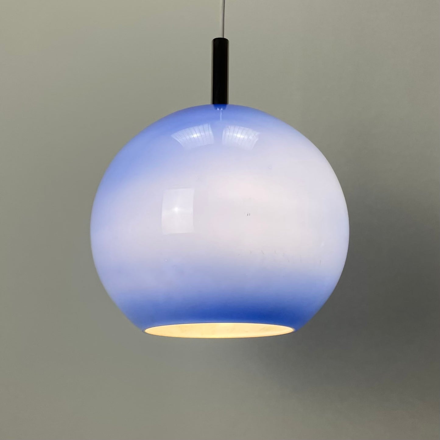 Rare blue glass globe pendant light by Peill and Putzler 1960