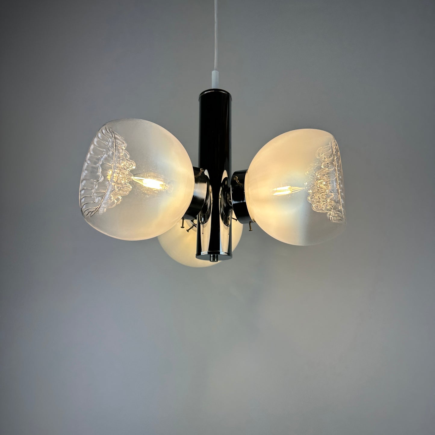 Murano glass and chrome pendant light by AV Mazzega 1960
