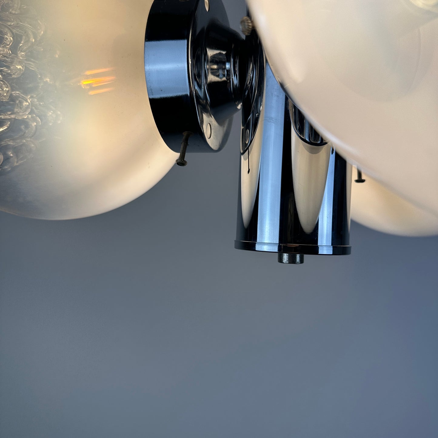 Murano glass and chrome pendant light by AV Mazzega 1960