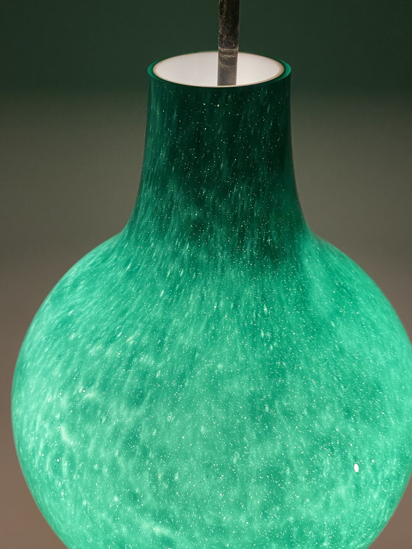 Rare droplet shaped Galaxy green glass pendant light by Peill and Putzler