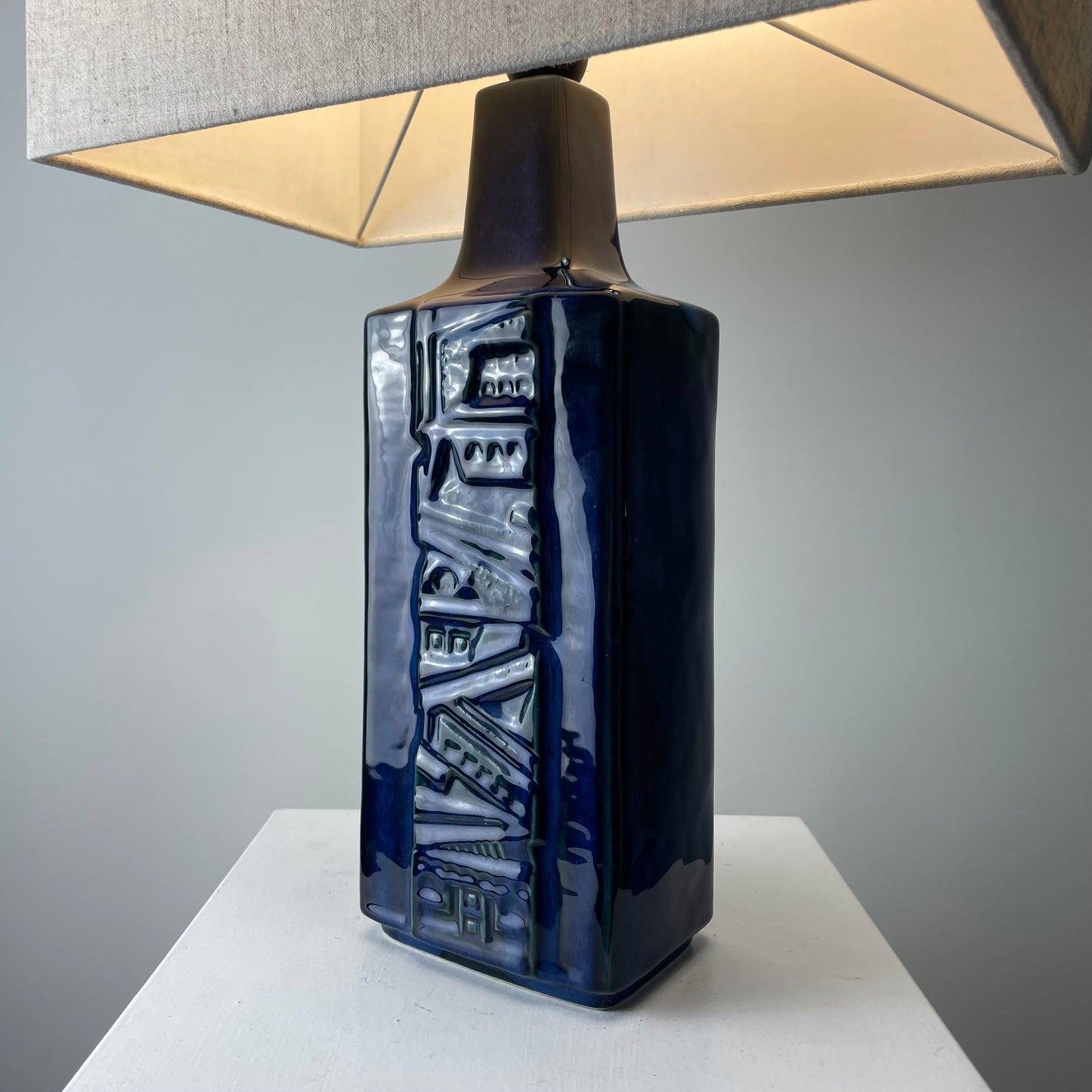 Danish blue ceramic table lamp by Désirée Stentoj, 1960