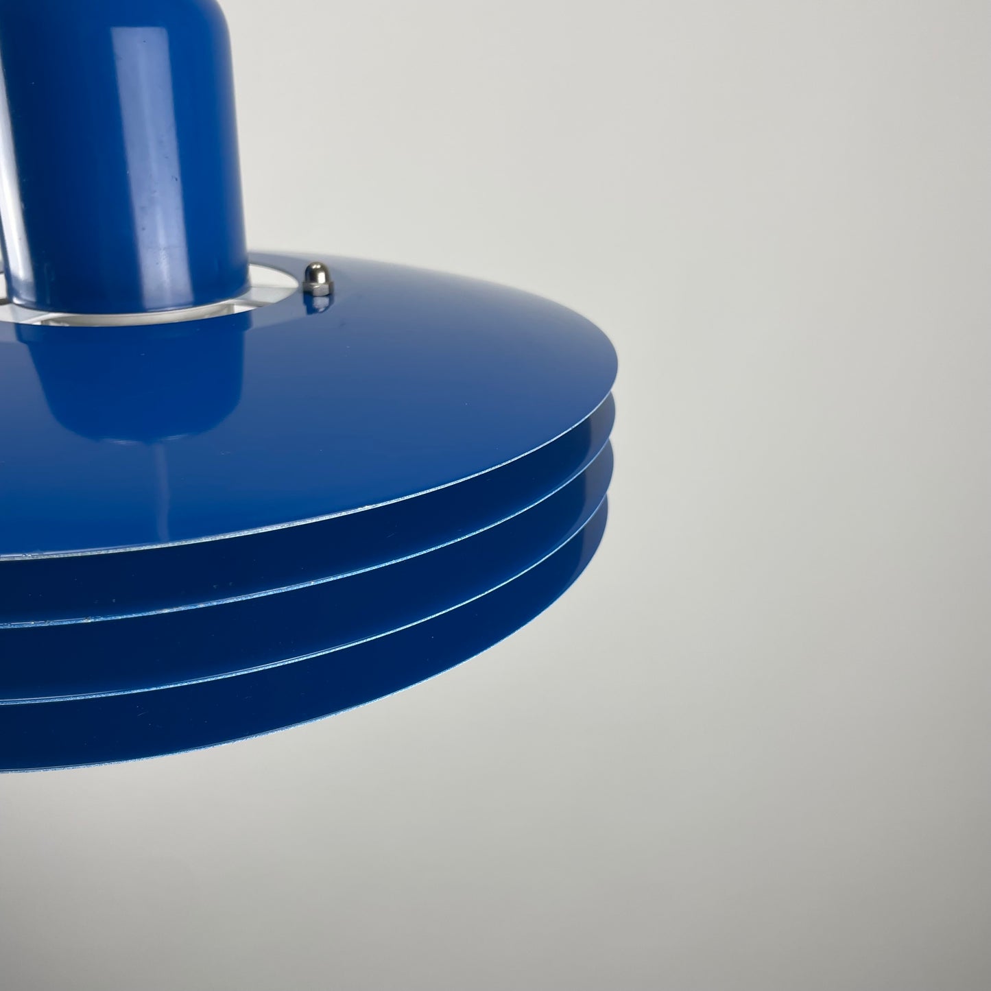 Danish blue UFO pendant lamp by HORN lighting model 763, 1960