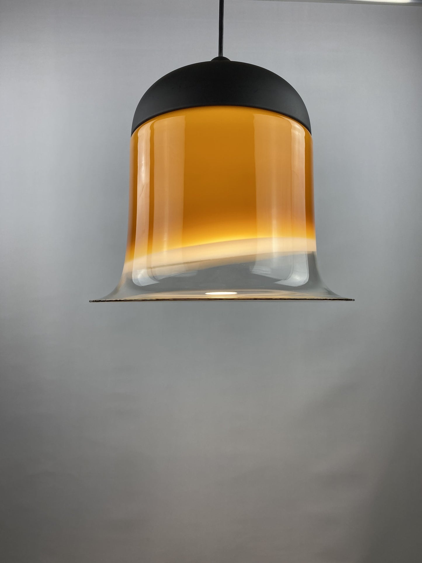 Large brown and clear glass Peill and Putzler pendant light BELL AH 182