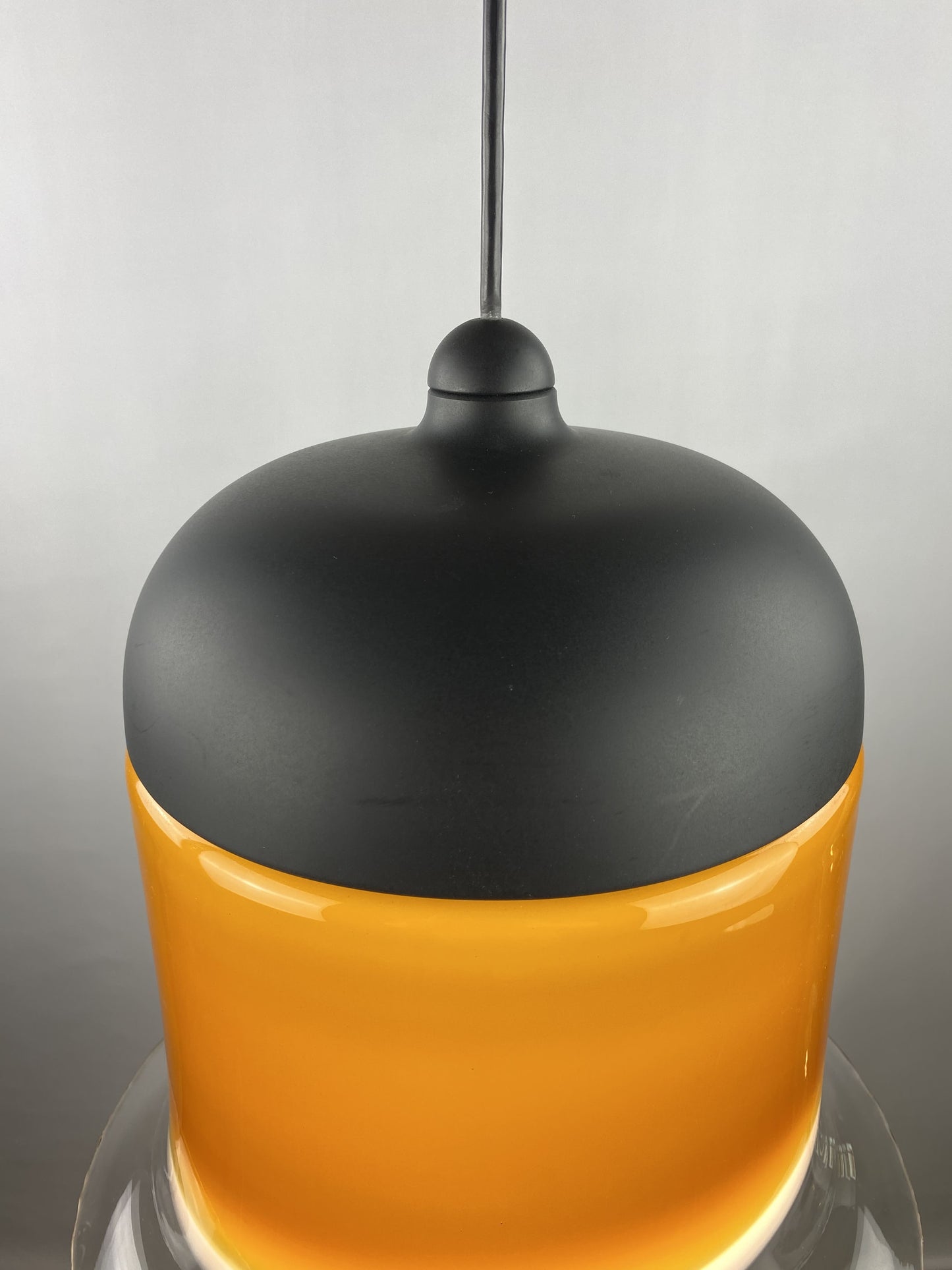 Large brown and clear glass Peill and Putzler pendant light BELL AH 182