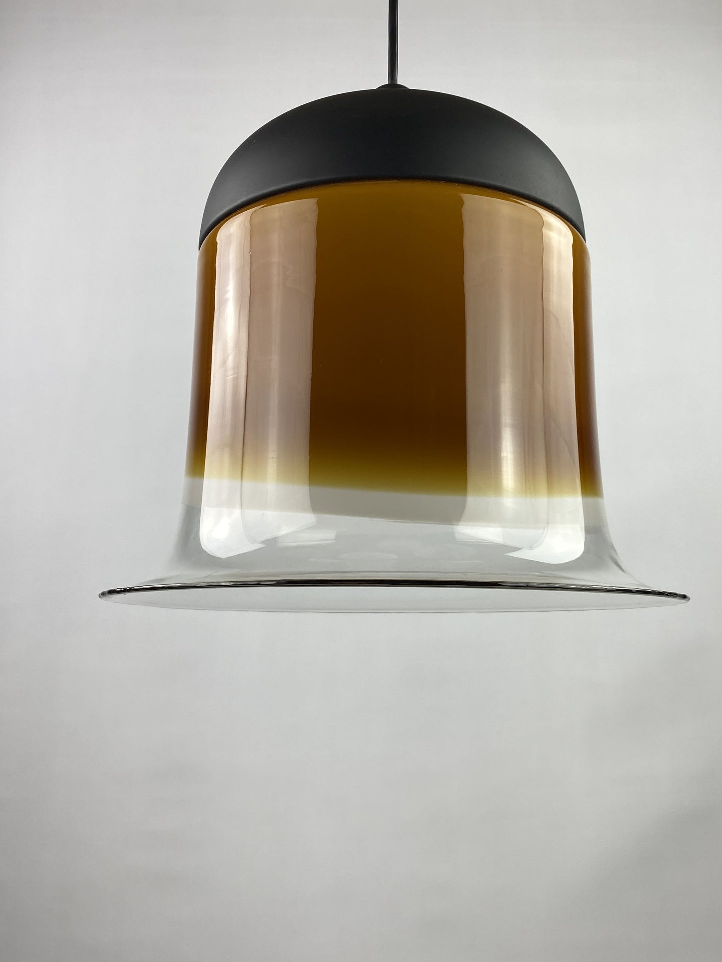 Large brown and clear glass Peill and Putzler pendant light BELL AH 182