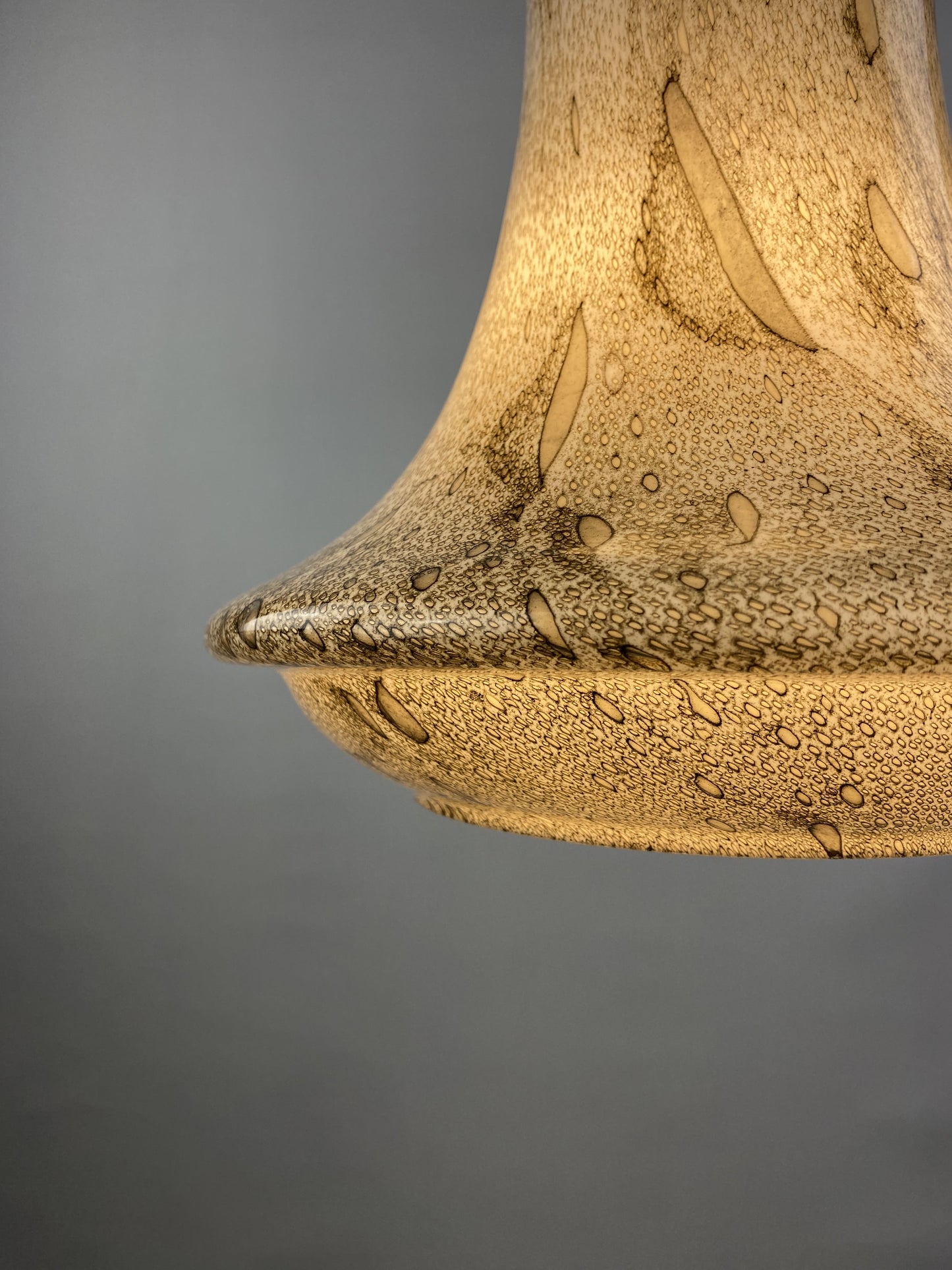 Rare snakeskin pattern glass pendant light by Viktor Berndt for Flygsfors Sweden, 1960