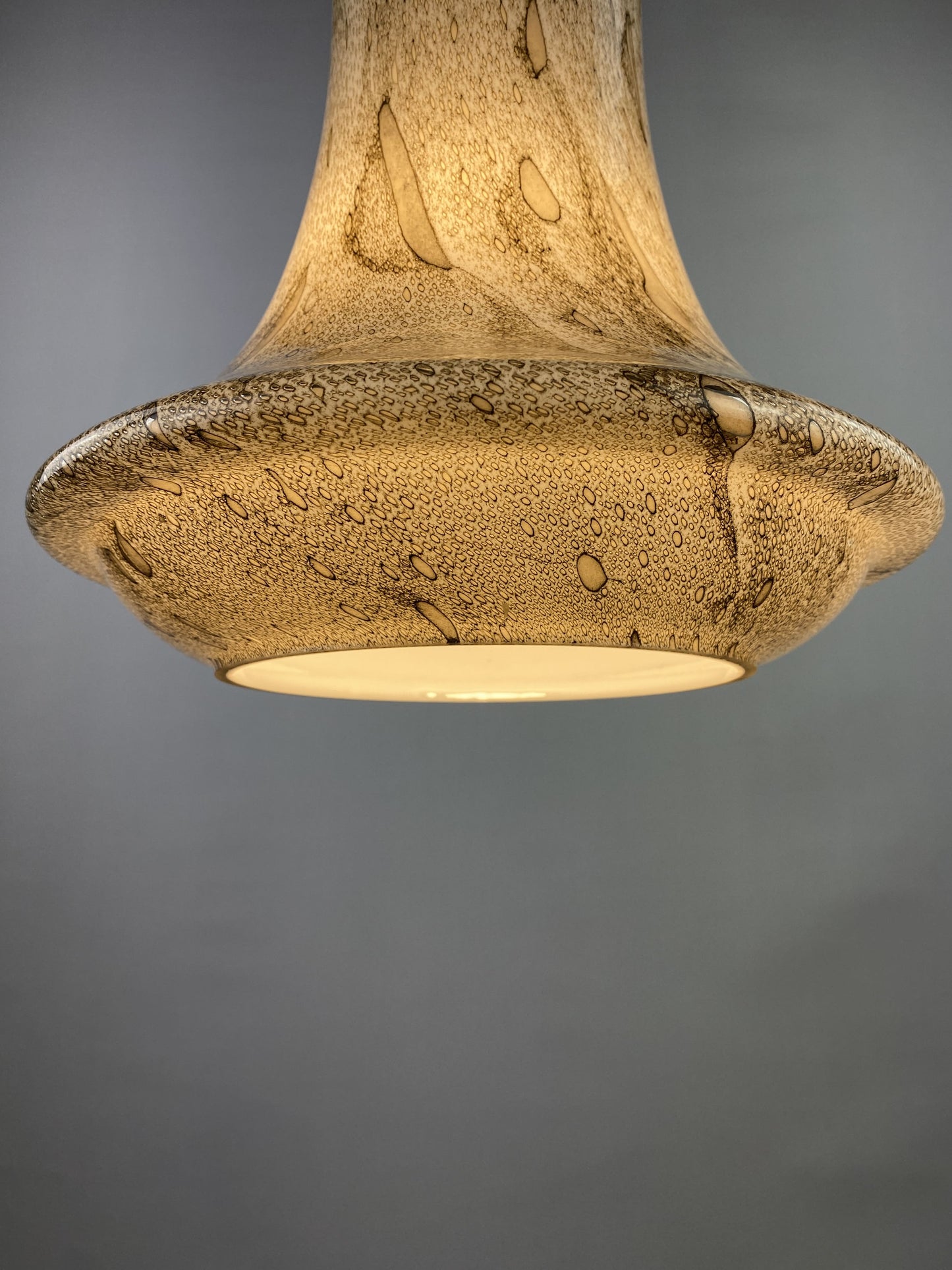Rare snakeskin pattern glass pendant light by Viktor Berndt for Flygsfors Sweden, 1960