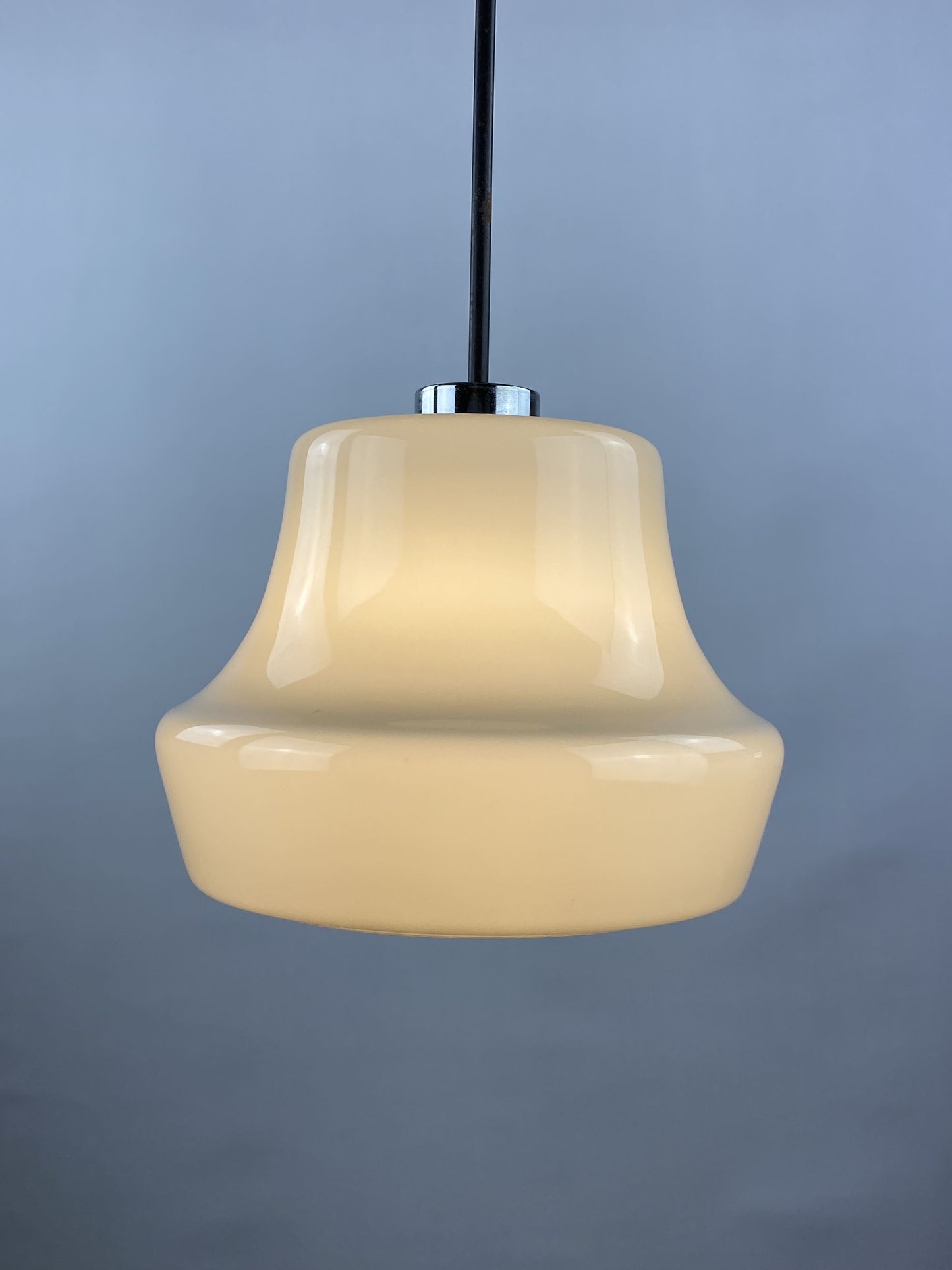 Grey opaline glass pendant light by Glasfabriek De Rupel 1970