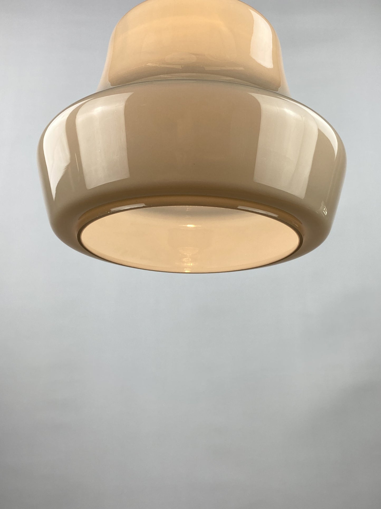 Grey opaline glass pendant light by Glasfabriek De Rupel 1970