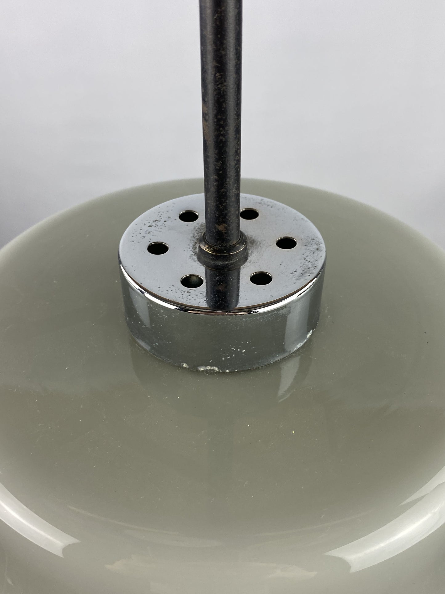Grey opaline glass pendant light by Glasfabriek De Rupel 1970