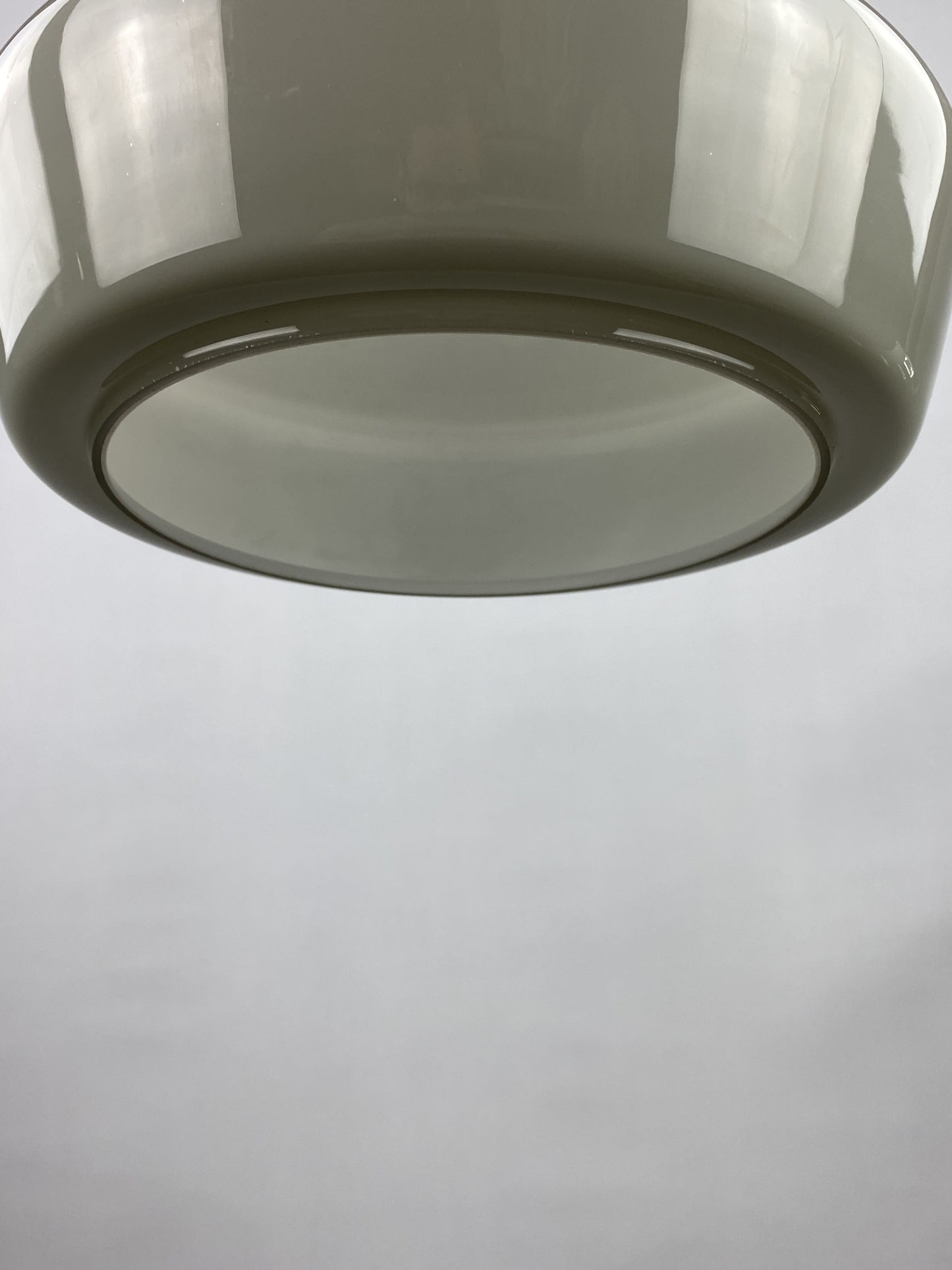 Grey opaline glass pendant light by Glasfabriek De Rupel 1970
