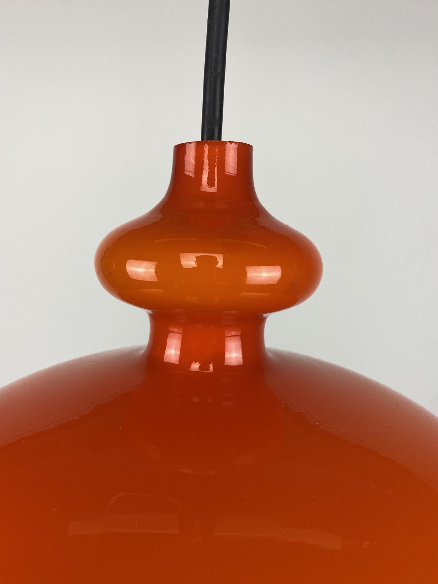 1 of 2 Swedish orange glass pendant light Oplight by Hans Agne Jakobsson for AB Markaryd