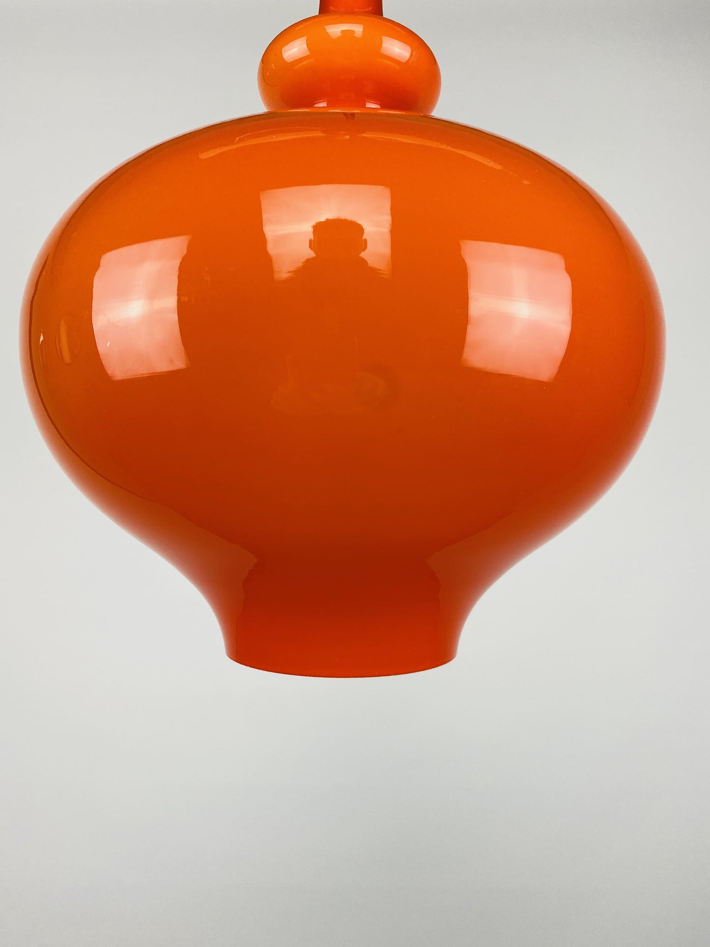 1 of 2 Swedish orange glass pendant light Oplight by Hans Agne Jakobsson for AB Markaryd