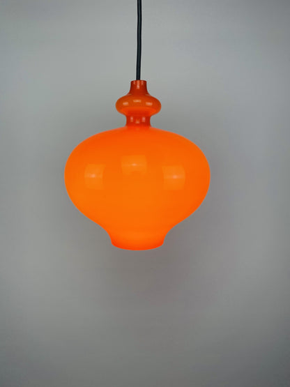 1 of 2 Swedish orange glass pendant light Oplight by Hans Agne Jakobsson for AB Markaryd
