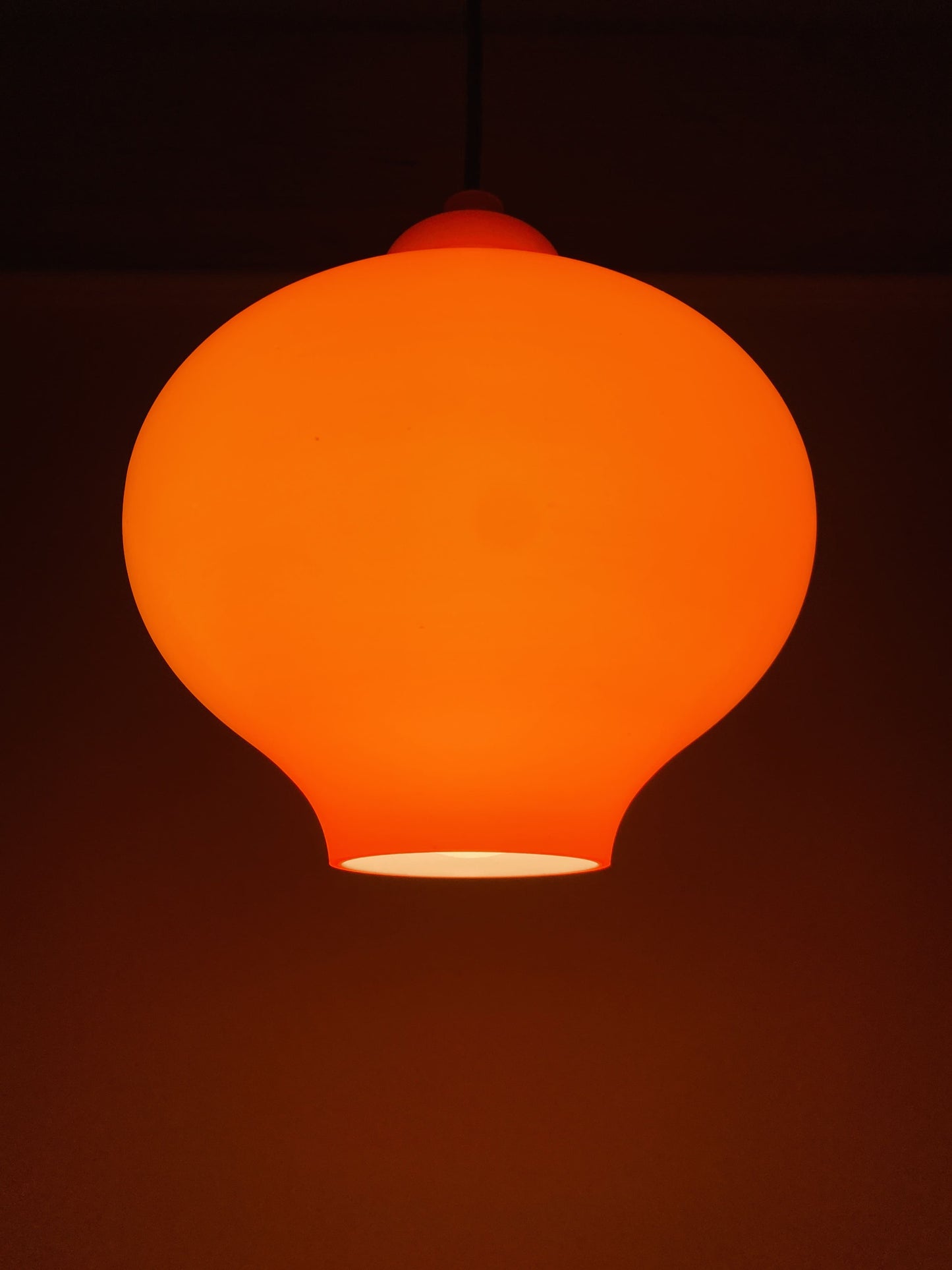 1 of 2 Swedish orange glass pendant light Oplight by Hans Agne Jakobsson for AB Markaryd