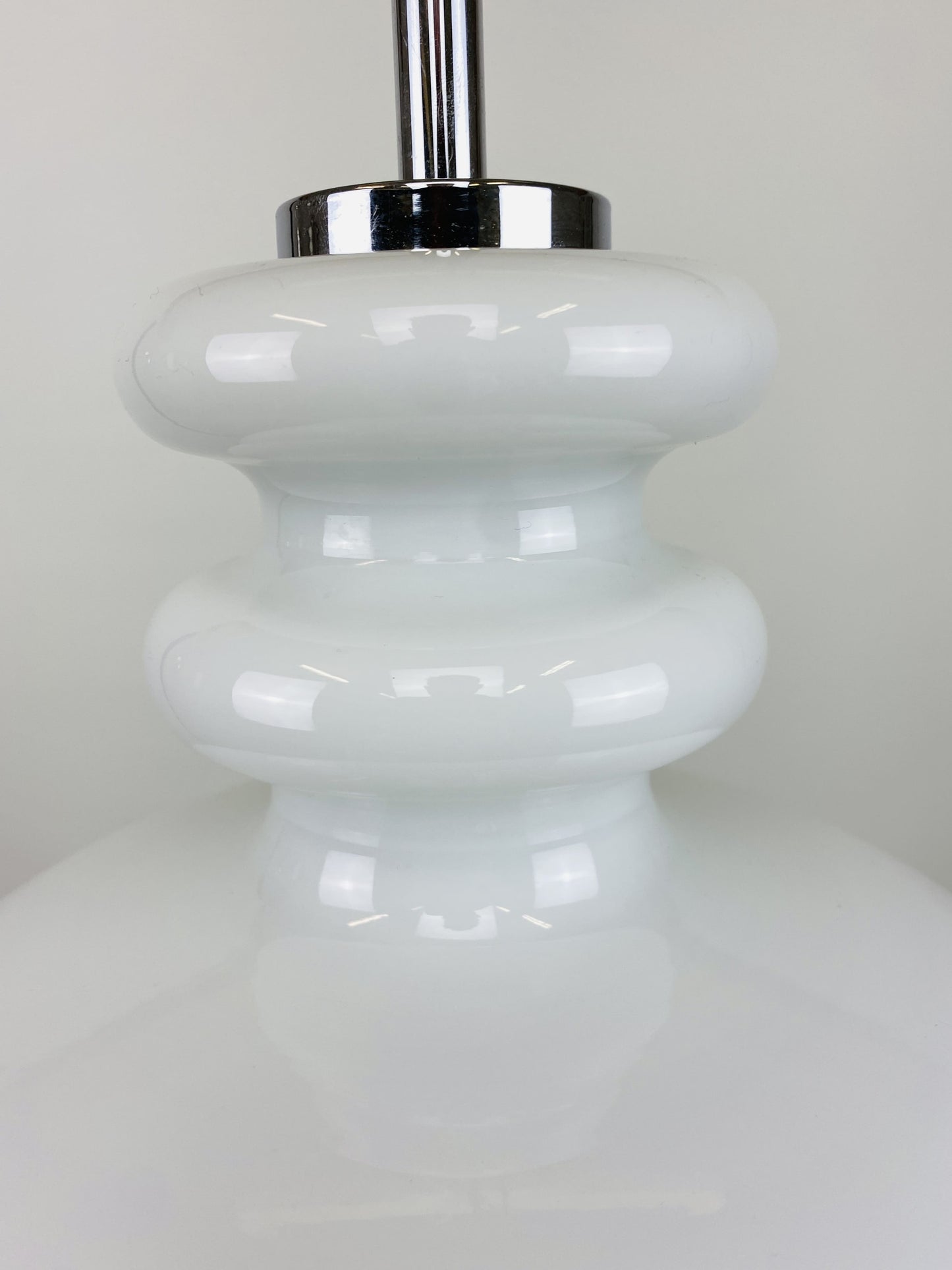 1 of 2 Large white glass pendant light XL by Peill and Putzler